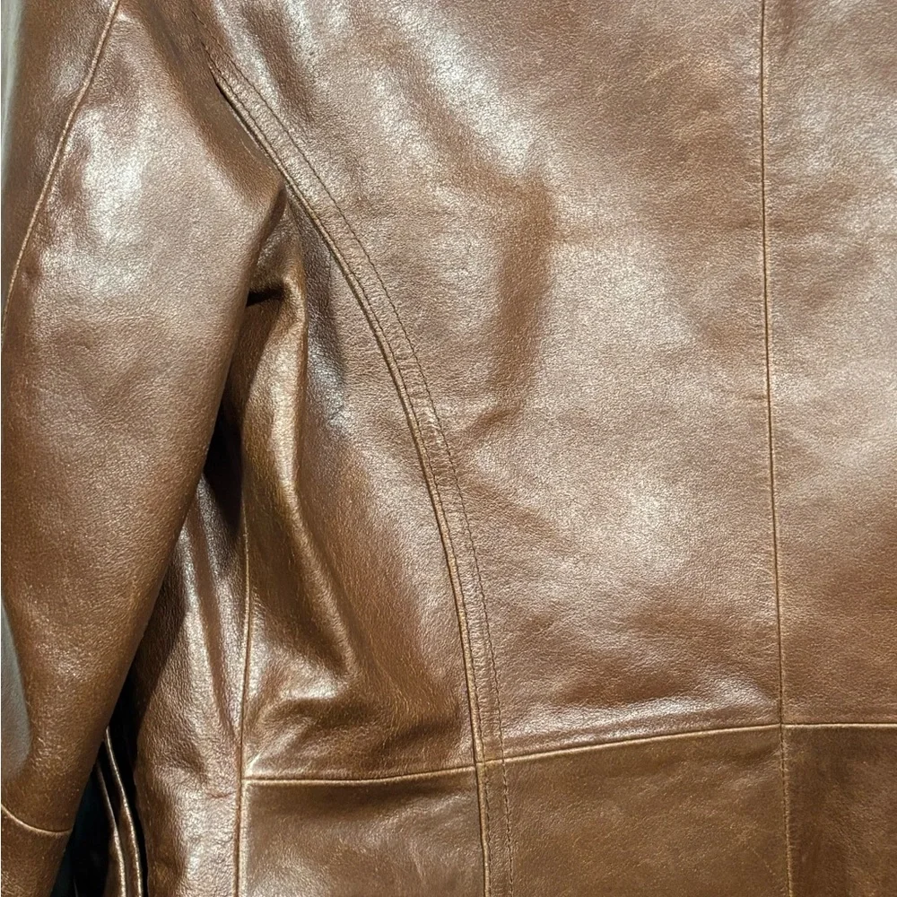 Wilson Classic Brown Leather Button-Front Jacket Size Small